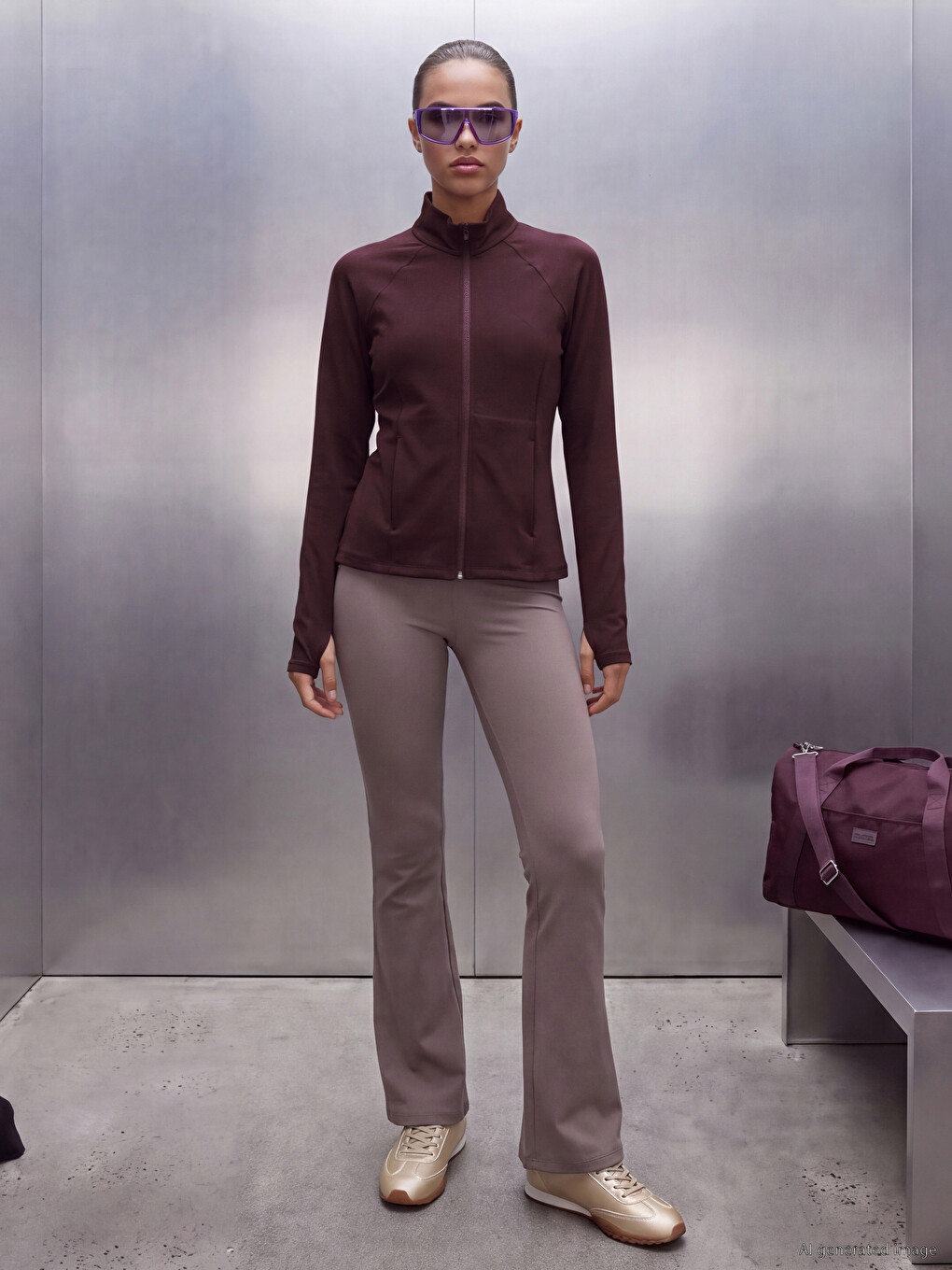 Mock Neck Women's Zip-up Sweatshirt-1