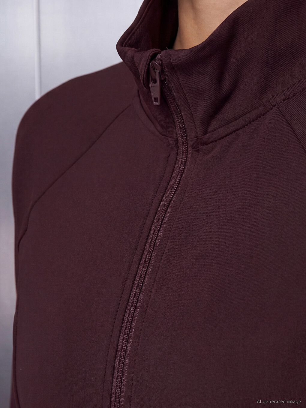 Mock Neck Women's Zip-up Sweatshirt-2