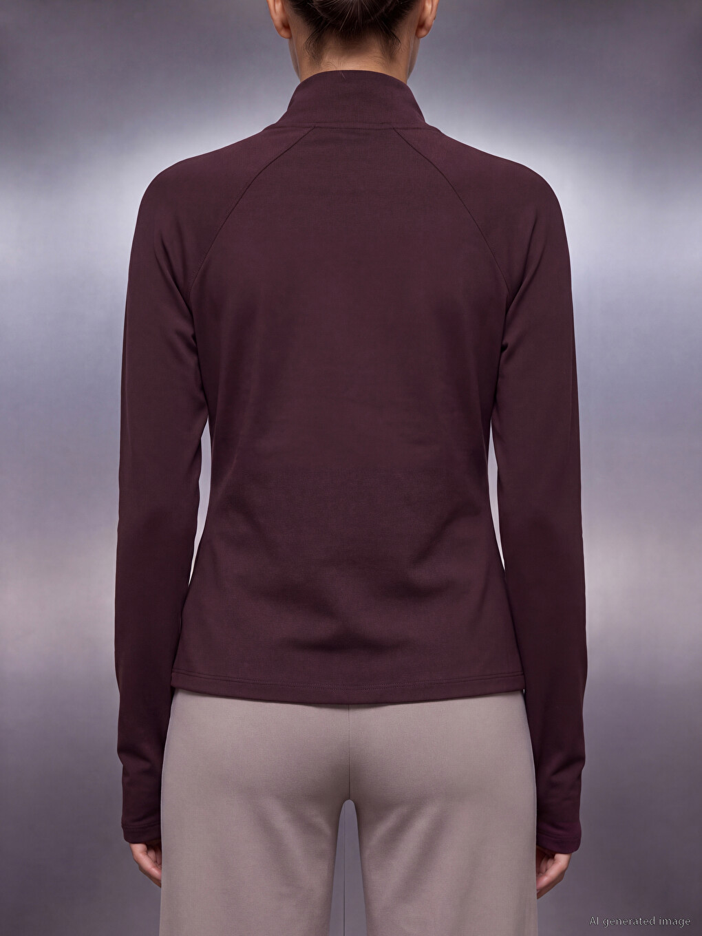 Mock Neck Women's Zip-up Sweatshirt-3