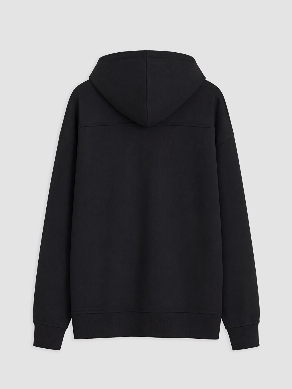 Siyah Kapüşonlu Soft Touch Oversize Kadın Fermuarlı Sweatshirt-1