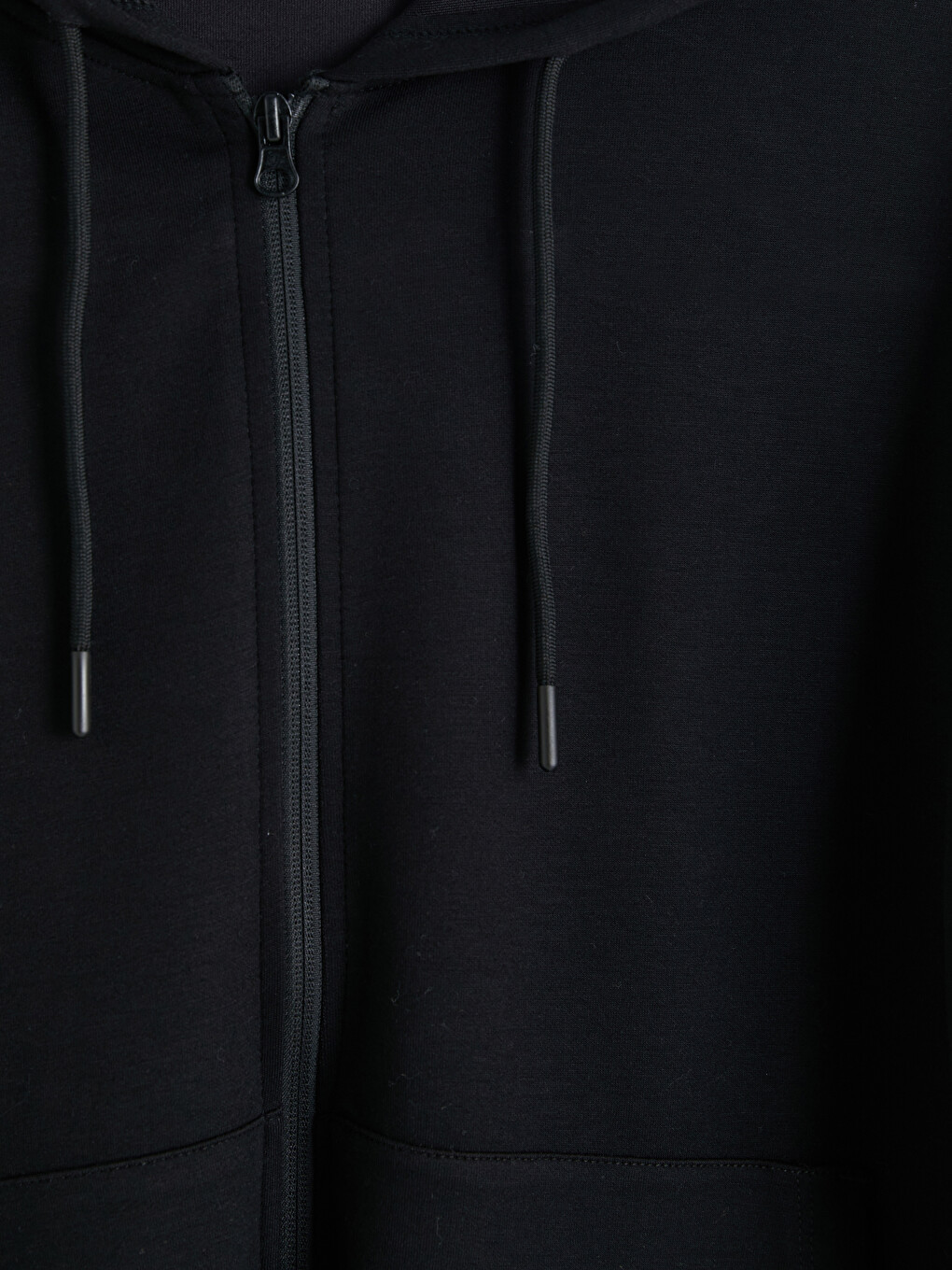 Siyah Kapüşonlu Soft Touch Oversize Kadın Fermuarlı Sweatshirt-2