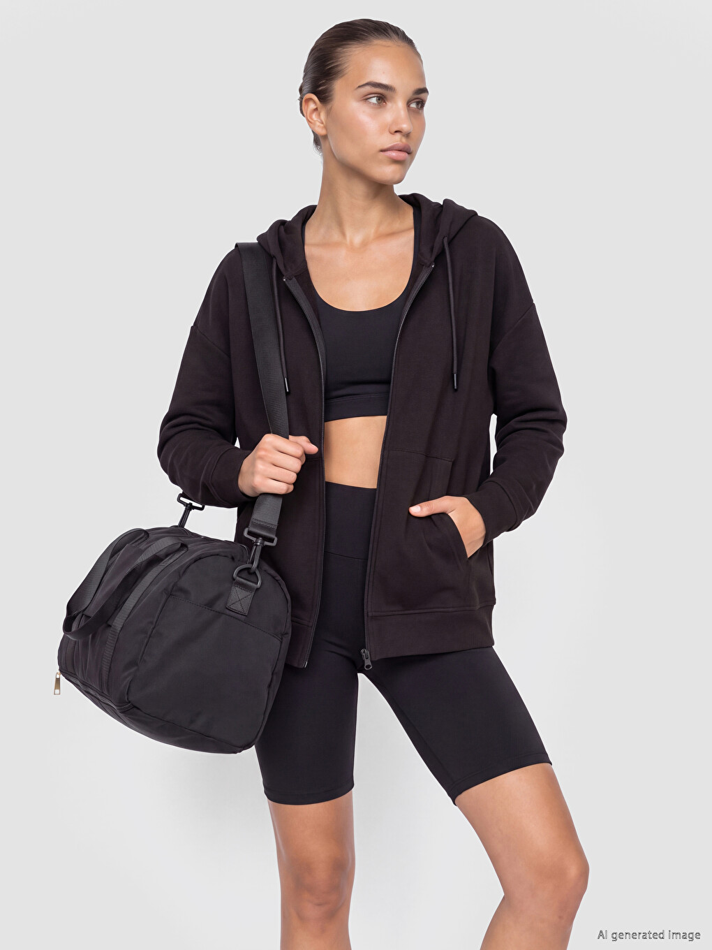 Hooded Soft Touch Oversize Women's Zippered Sweatshirt-1