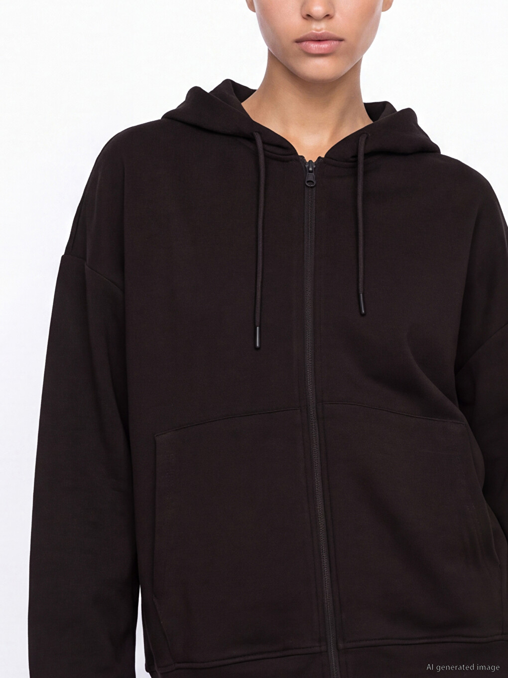 Hooded Soft Touch Oversize Women's Zippered Sweatshirt-2