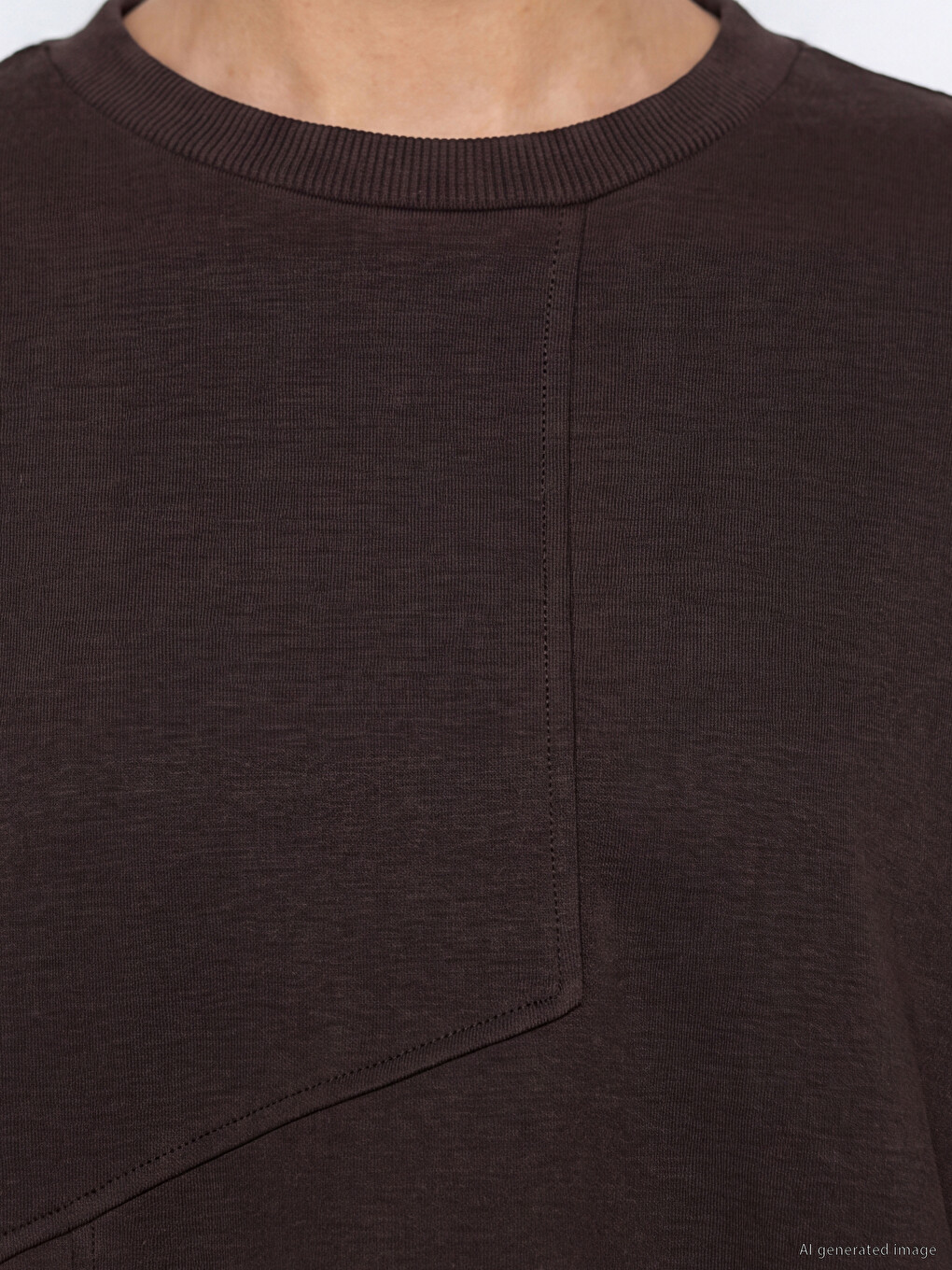 Kahverengi Soft Touch Oversize Kadın Sweatshirt-2
