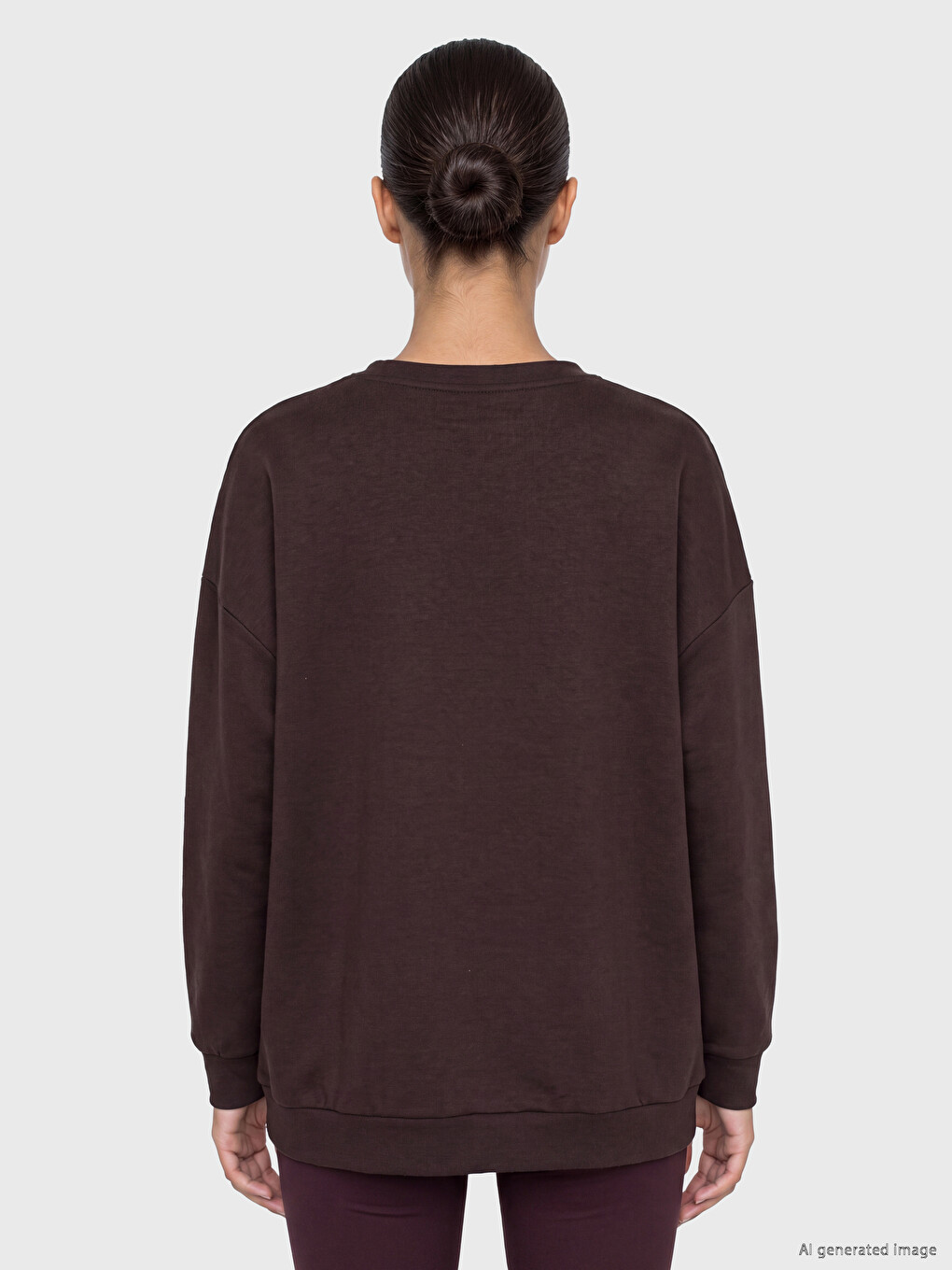 Kahverengi Soft Touch Oversize Kadın Sweatshirt-3