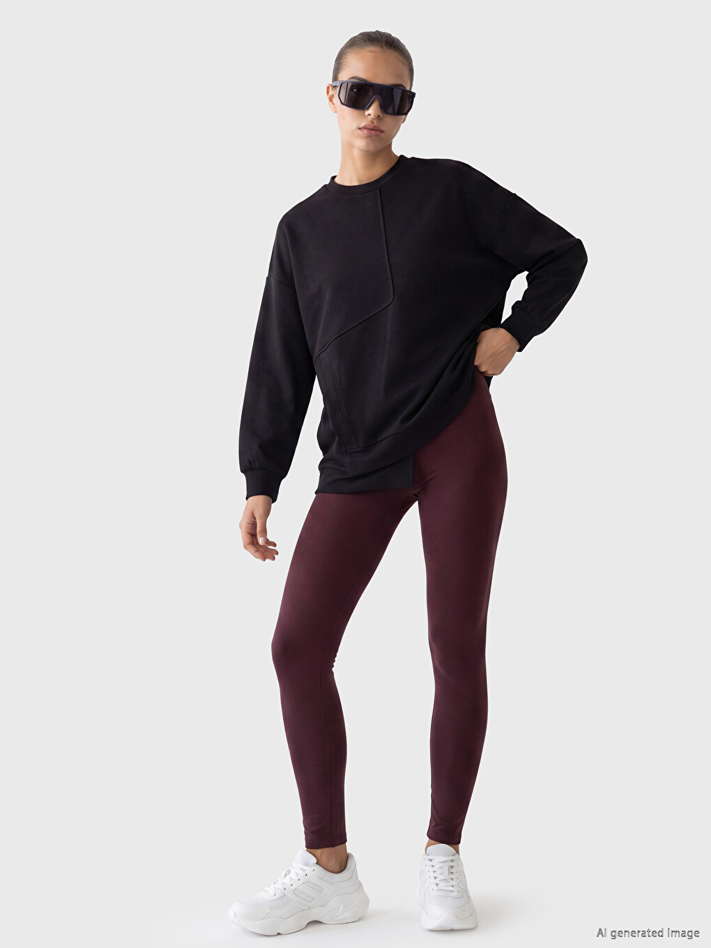 Siyah Soft Touch Oversize Kadın Sweatshirt-1