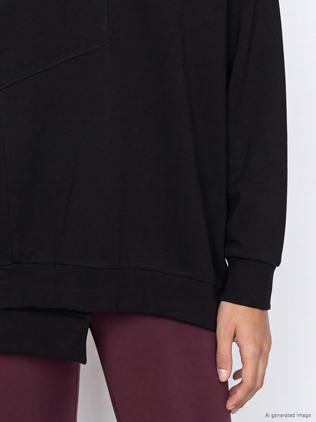 Siyah Soft Touch Oversize Kadın Sweatshirt-2