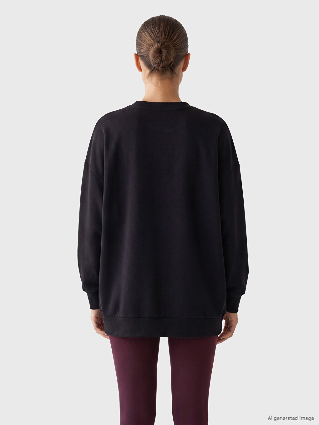 Siyah Soft Touch Oversize Kadın Sweatshirt-3