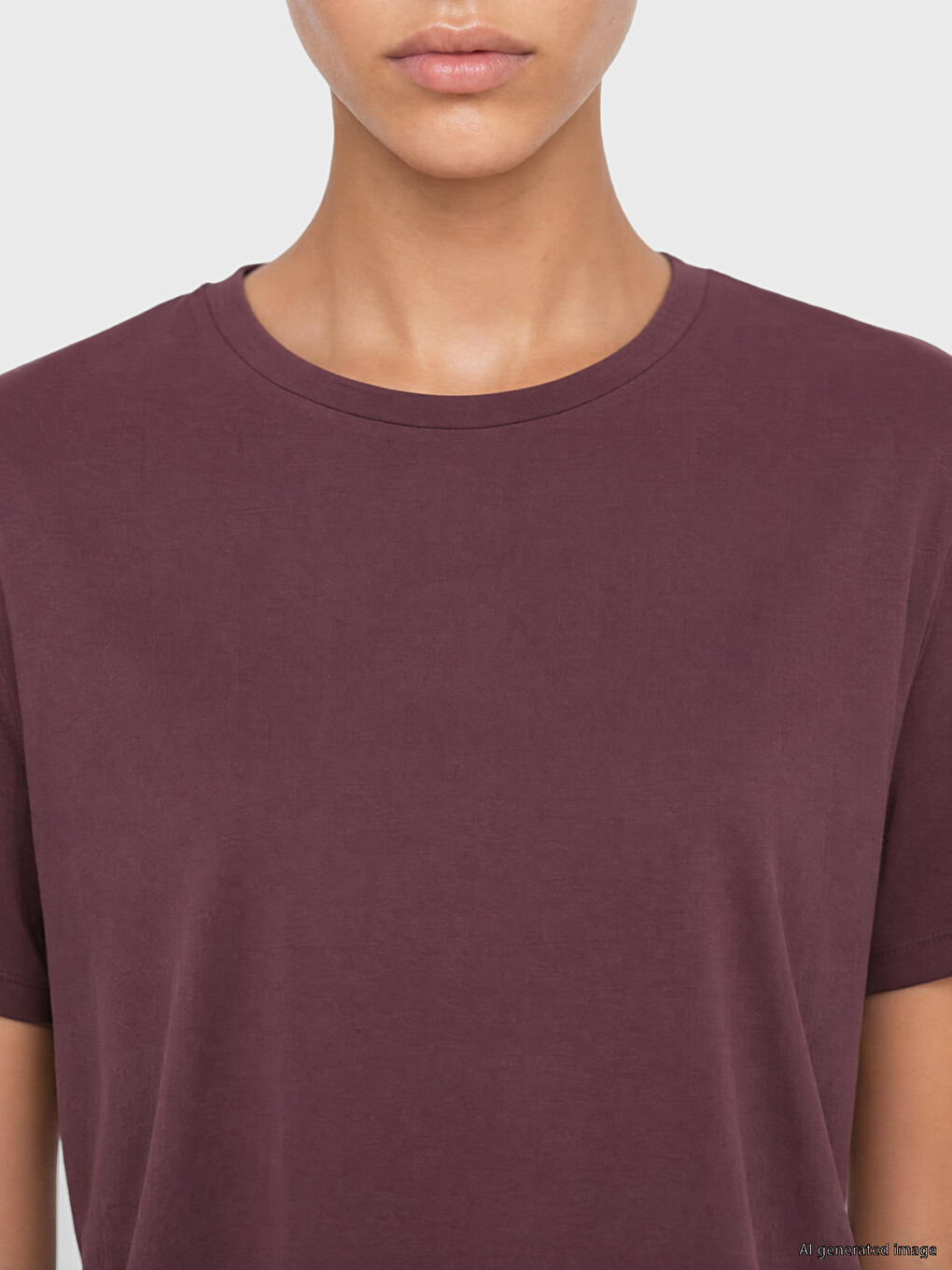Bordo Modal Karışımlı Oversize Kadın Spor Tişört-2