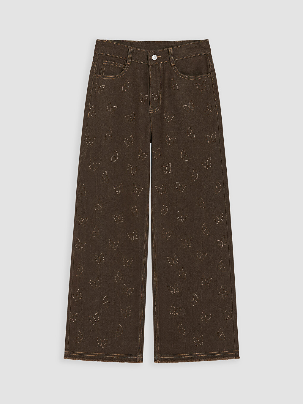 Wideleg Rhinestone Embellished Girls' Jeans
