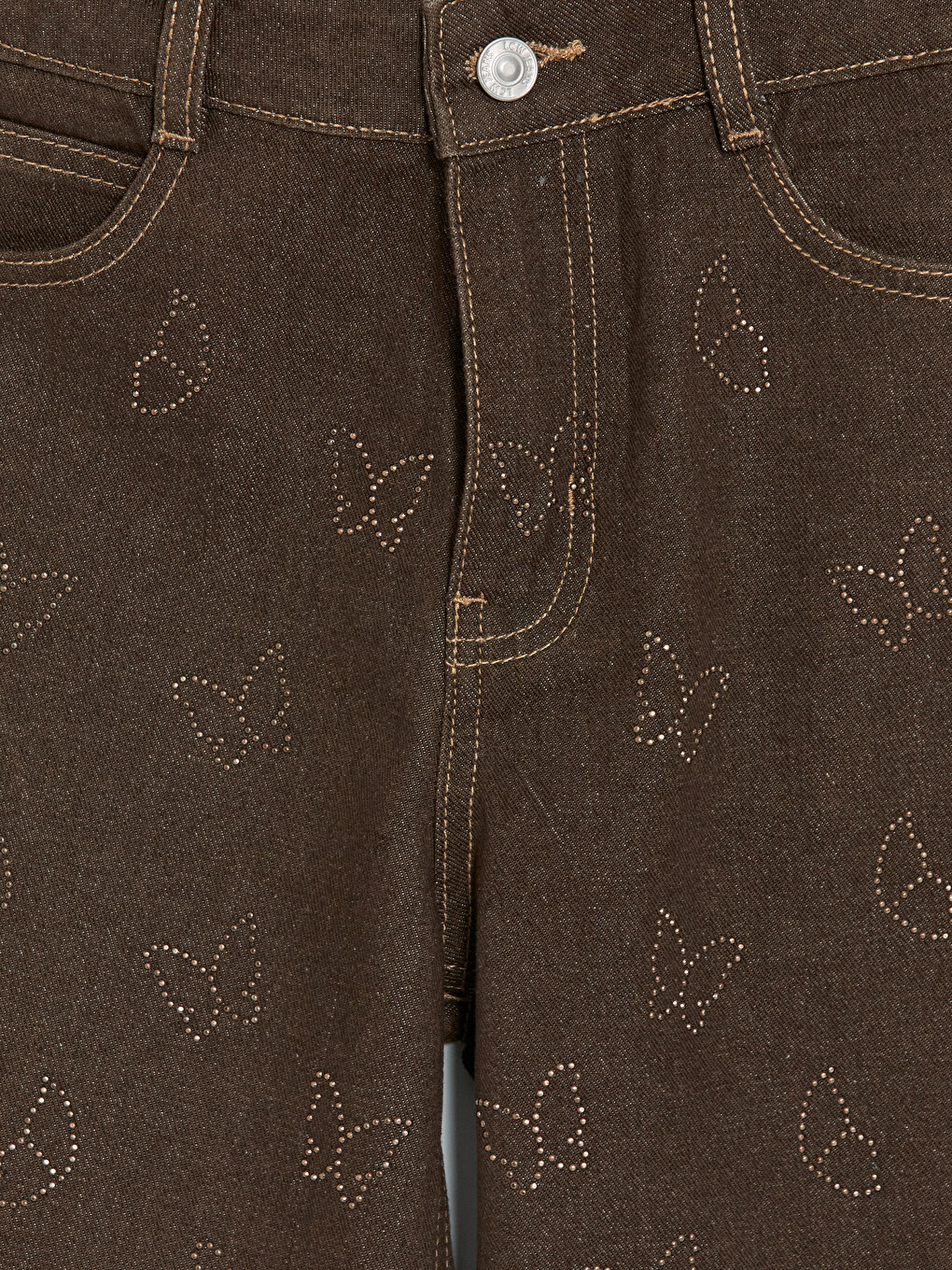 Wideleg Rhinestone Embellished Girls' Jeans-1