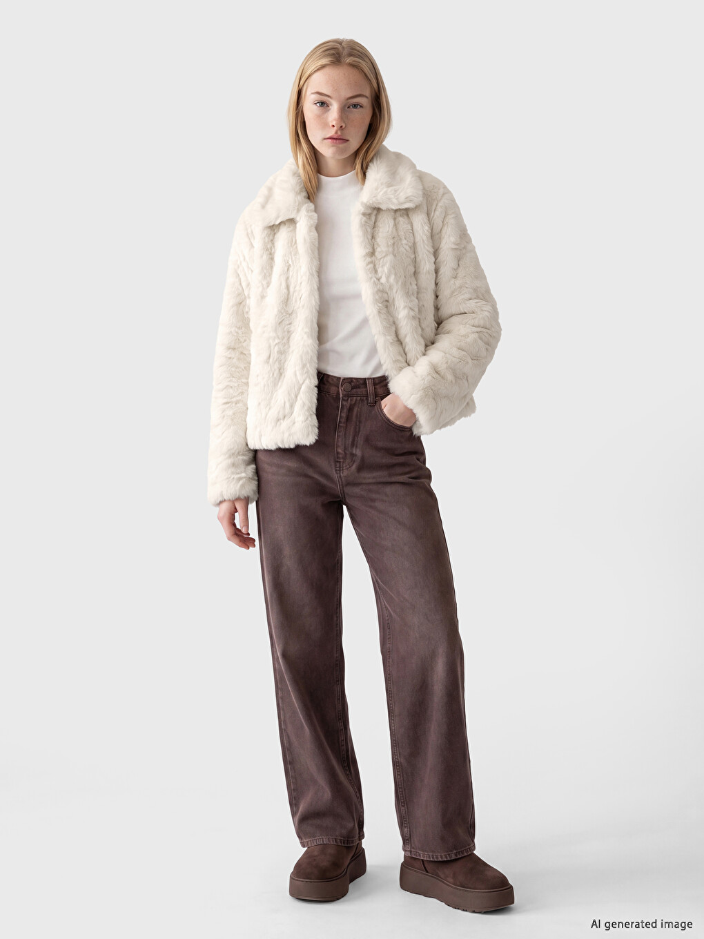 Shirt Collar Women's Plush Coat-1