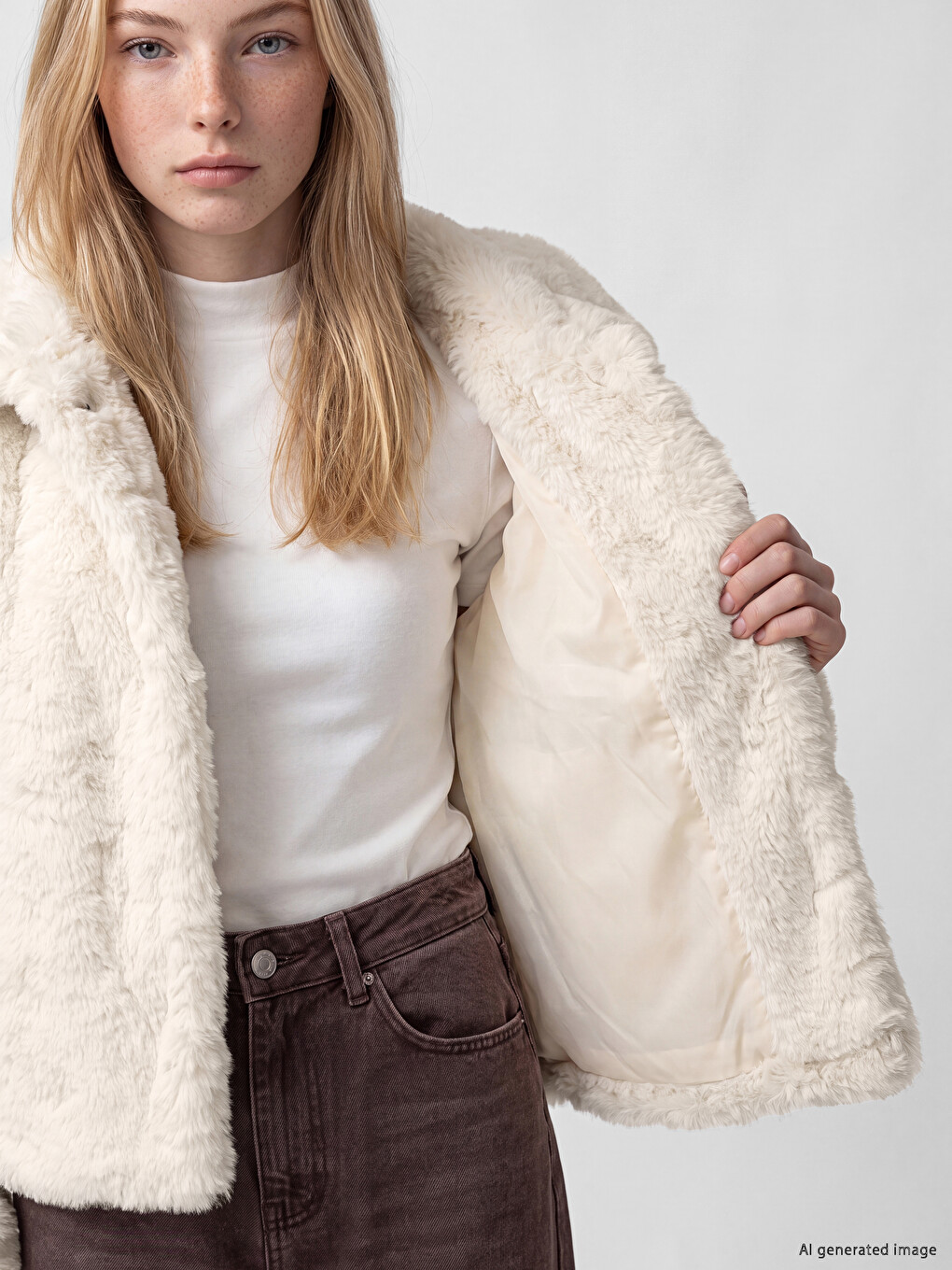 Shirt Collar Women's Plush Coat-2