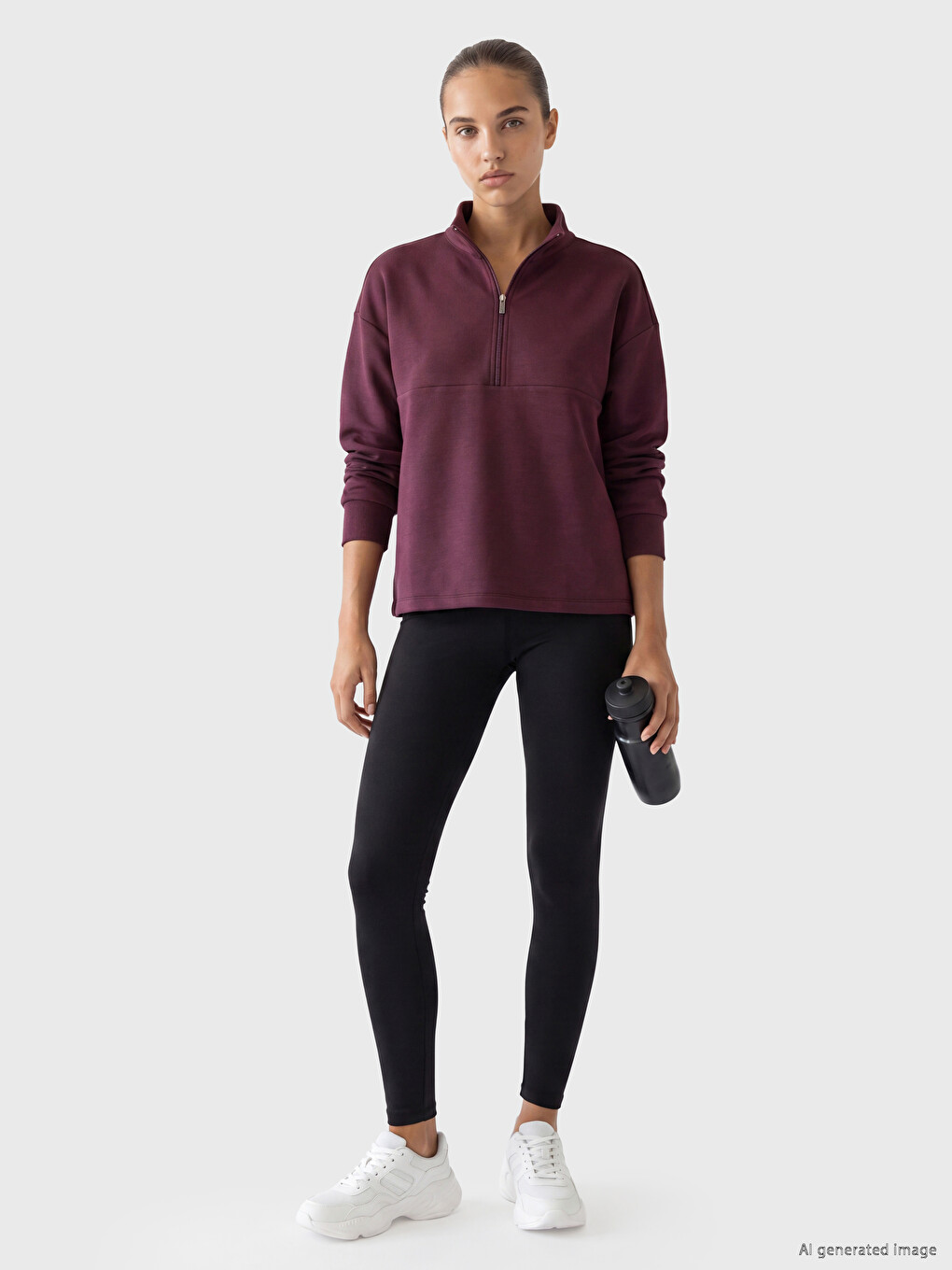 Bordo Soft Touch Oversize Kadın Sweatshirt-1