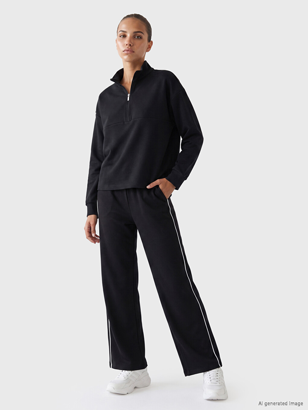 Siyah Soft Touch Oversize Kadın Sweatshirt-1