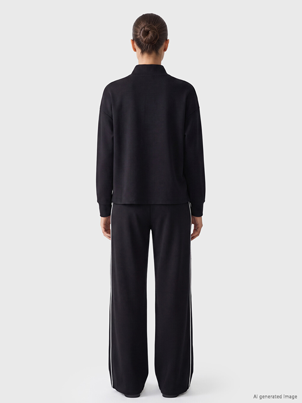 Siyah Soft Touch Oversize Kadın Sweatshirt-3