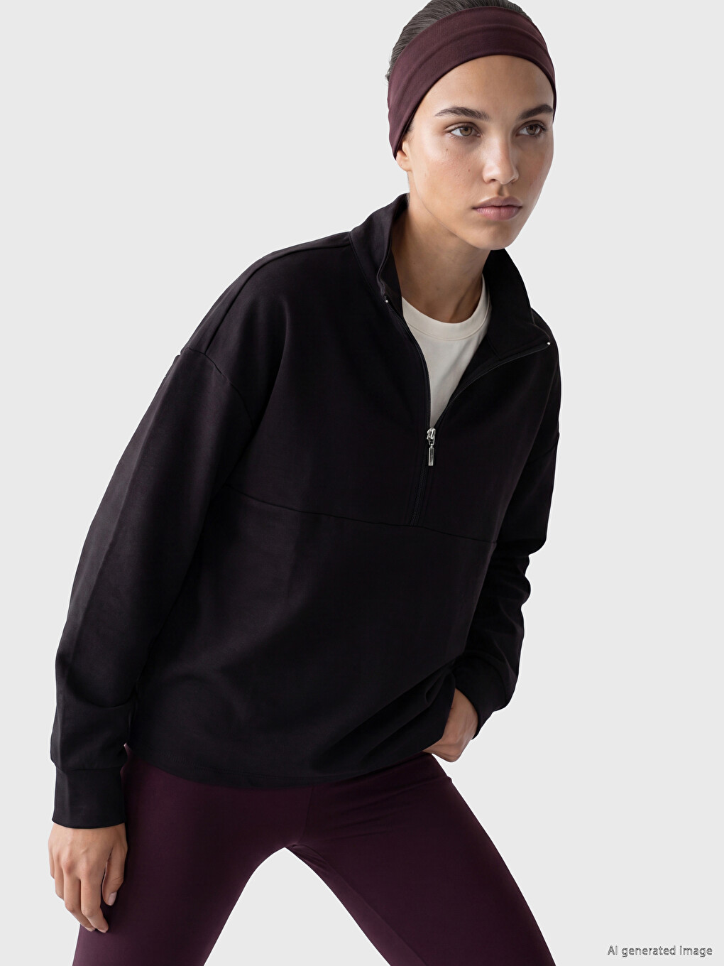 Kahverengi Soft Touch Oversize Kadın Sweatshirt
