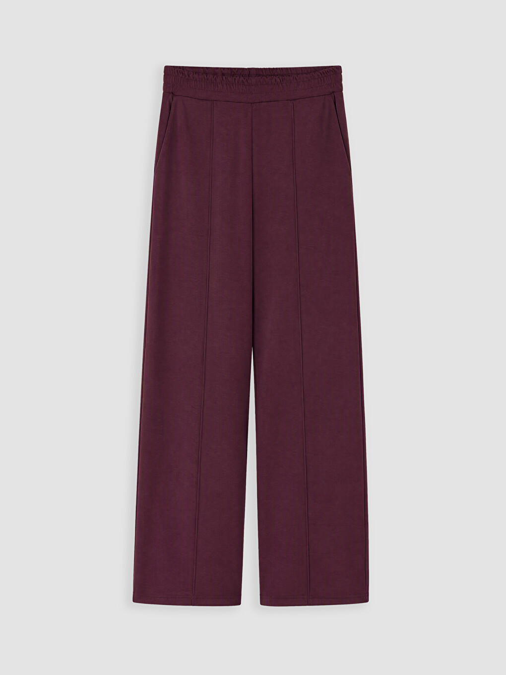 Bordo Beli Lastikli Soft Touch Kadın Spor Eşofman Altı