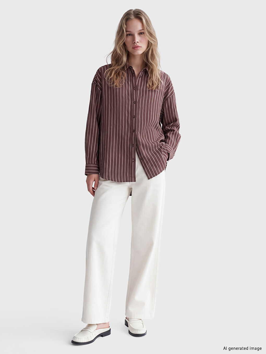 Striped Oversize Women's Shirt-1