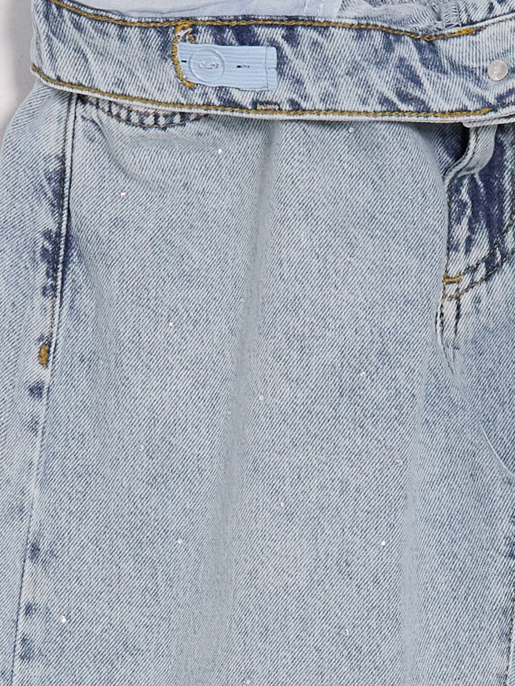 Mavi Barrel Fit Taş İşlemeli Kız Çocuk Jean Pantolon-3
