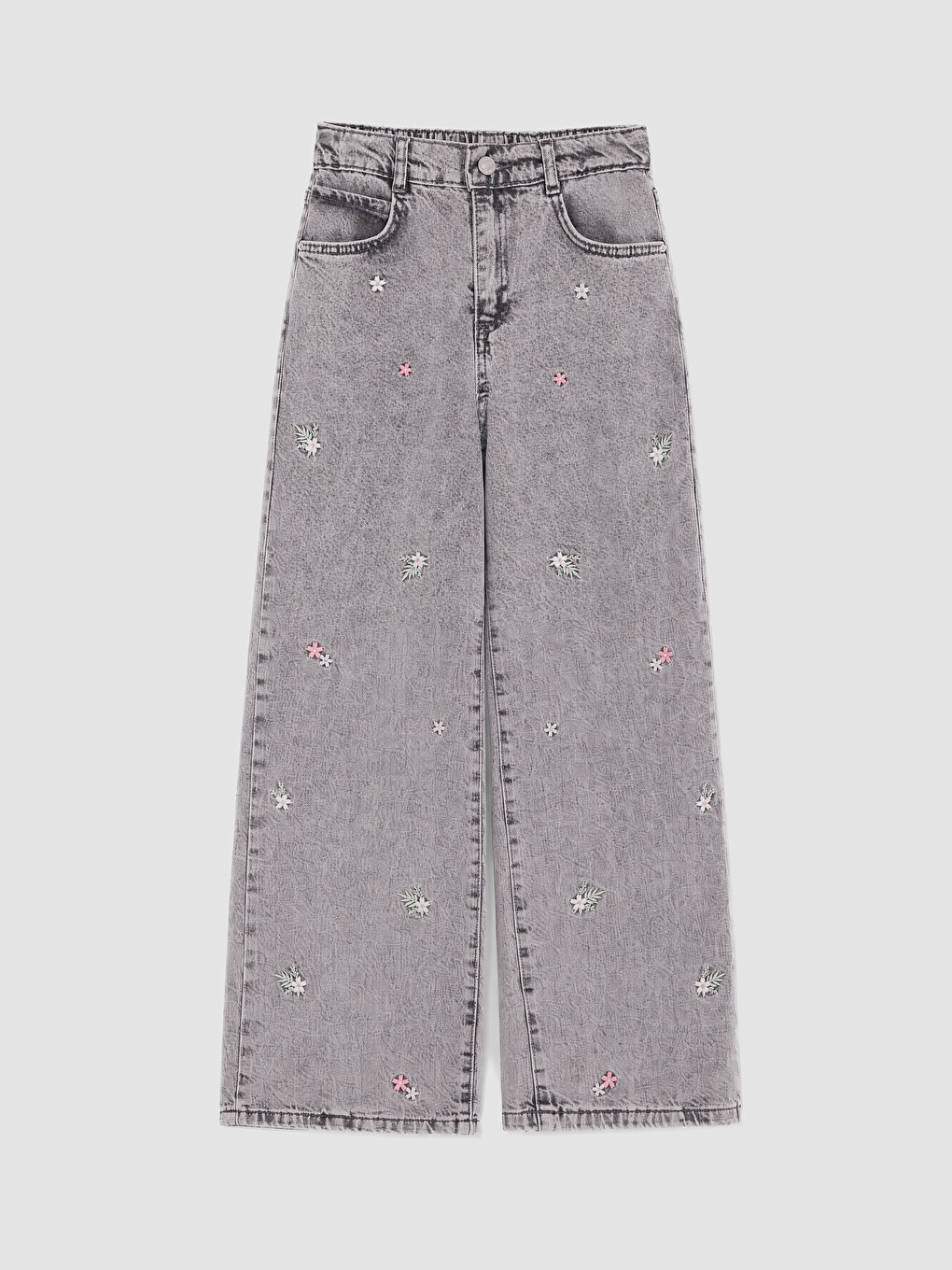 Wideleg Embroidered Girls' Jeans