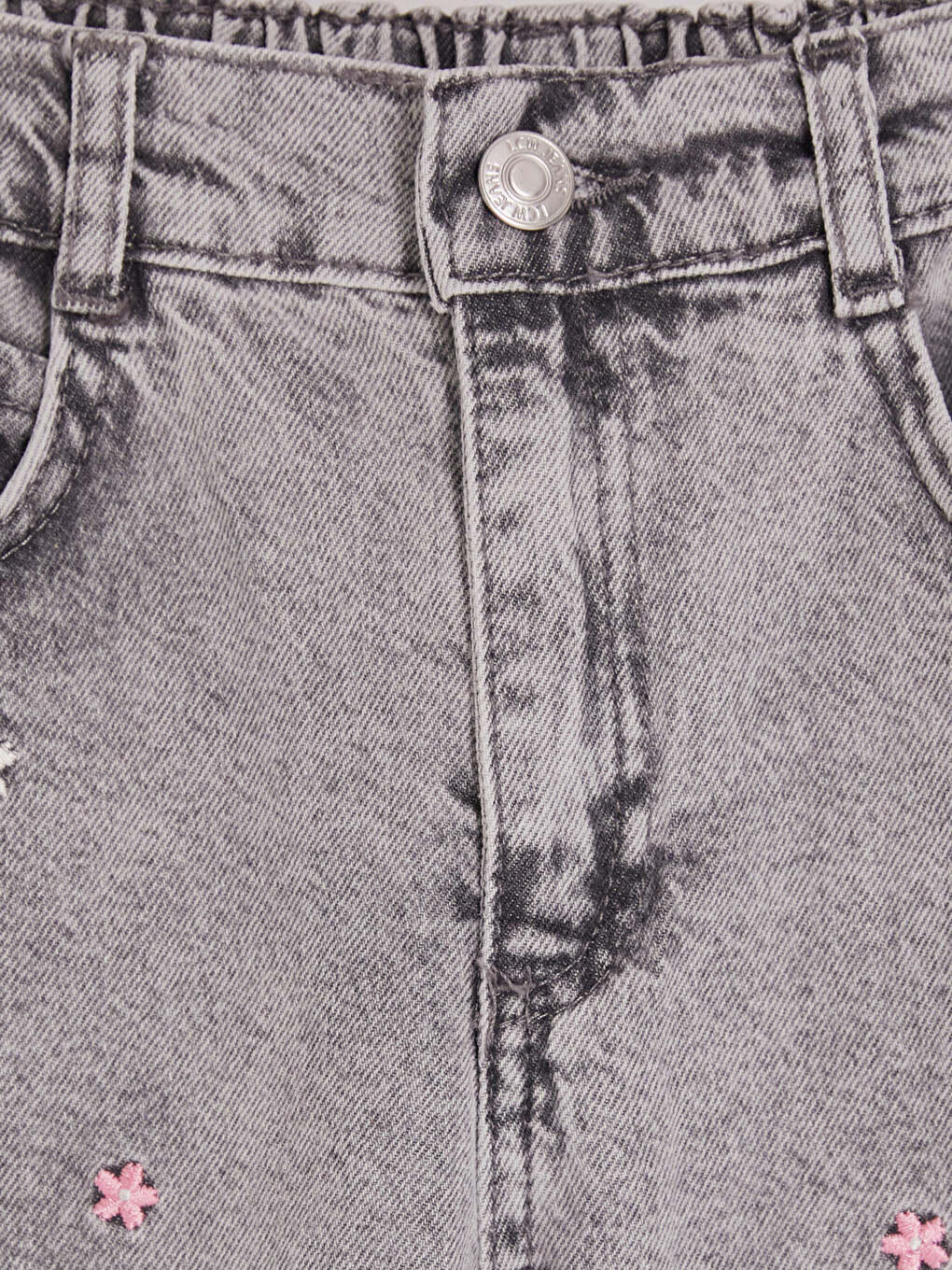 Wideleg Embroidered Girls' Jeans-1