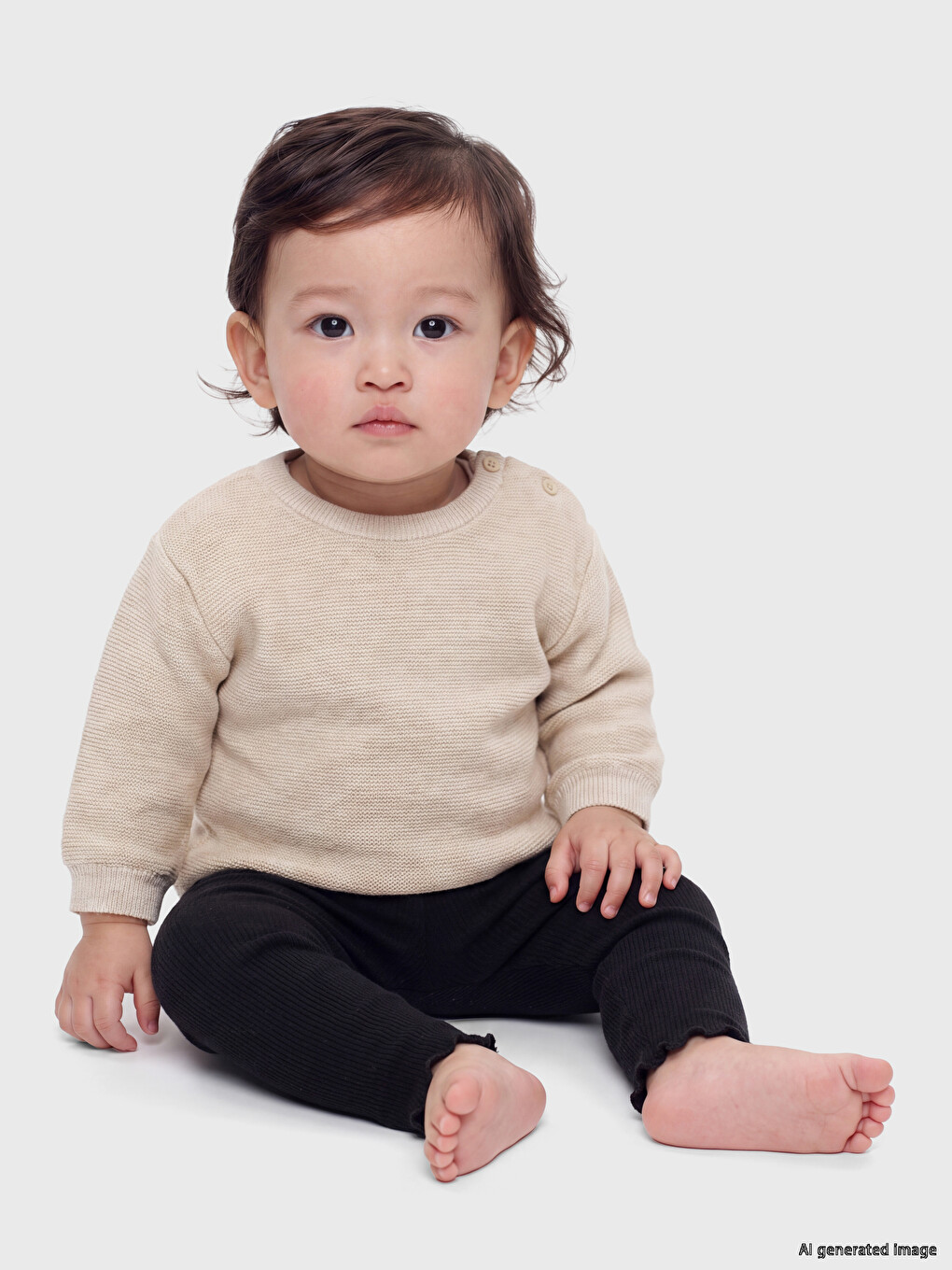 Ekru Kız Bebek Taytlı Takım