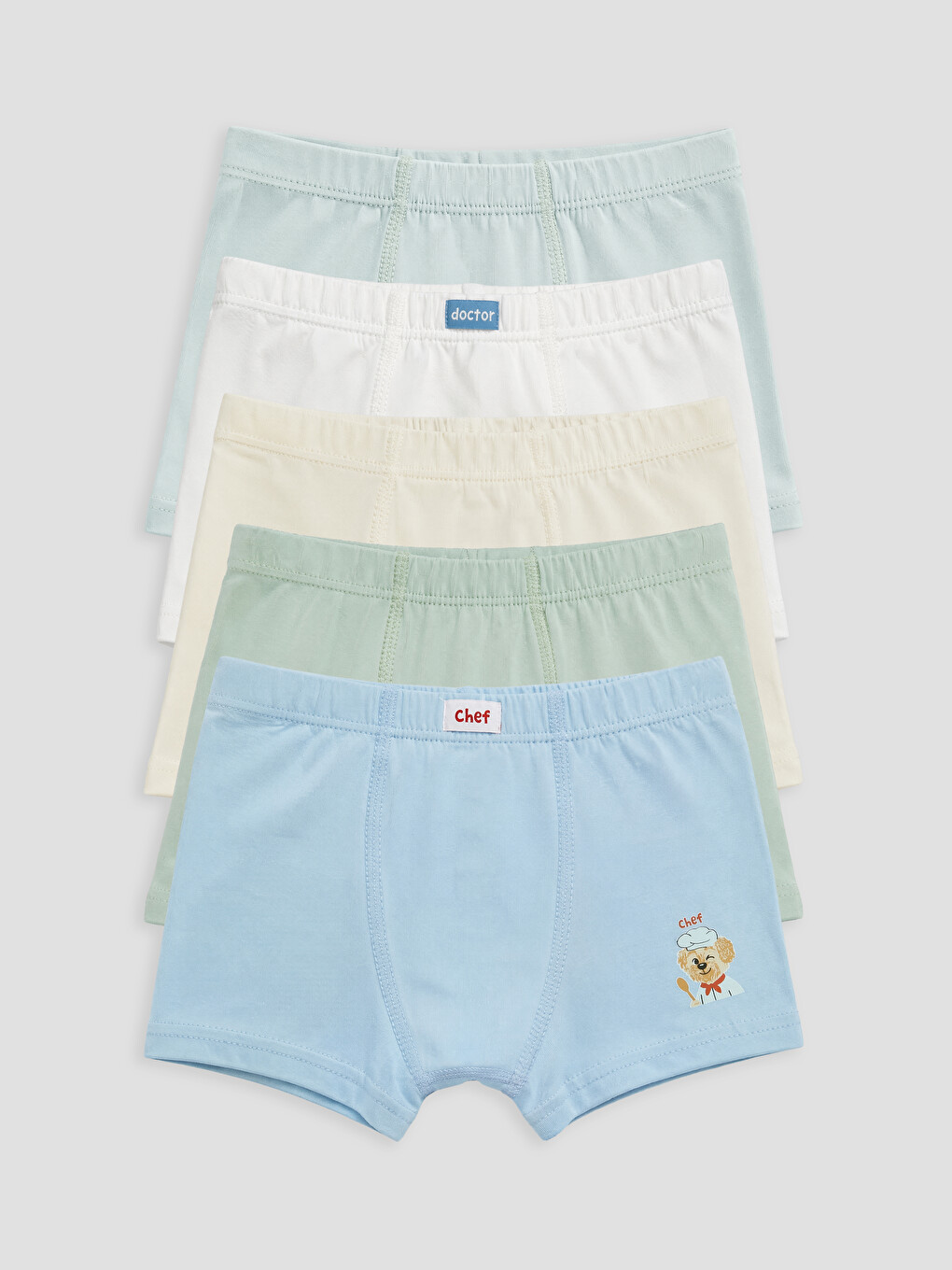 Ekru Baskılı Erkek Çocuk 5'li Boxer-6