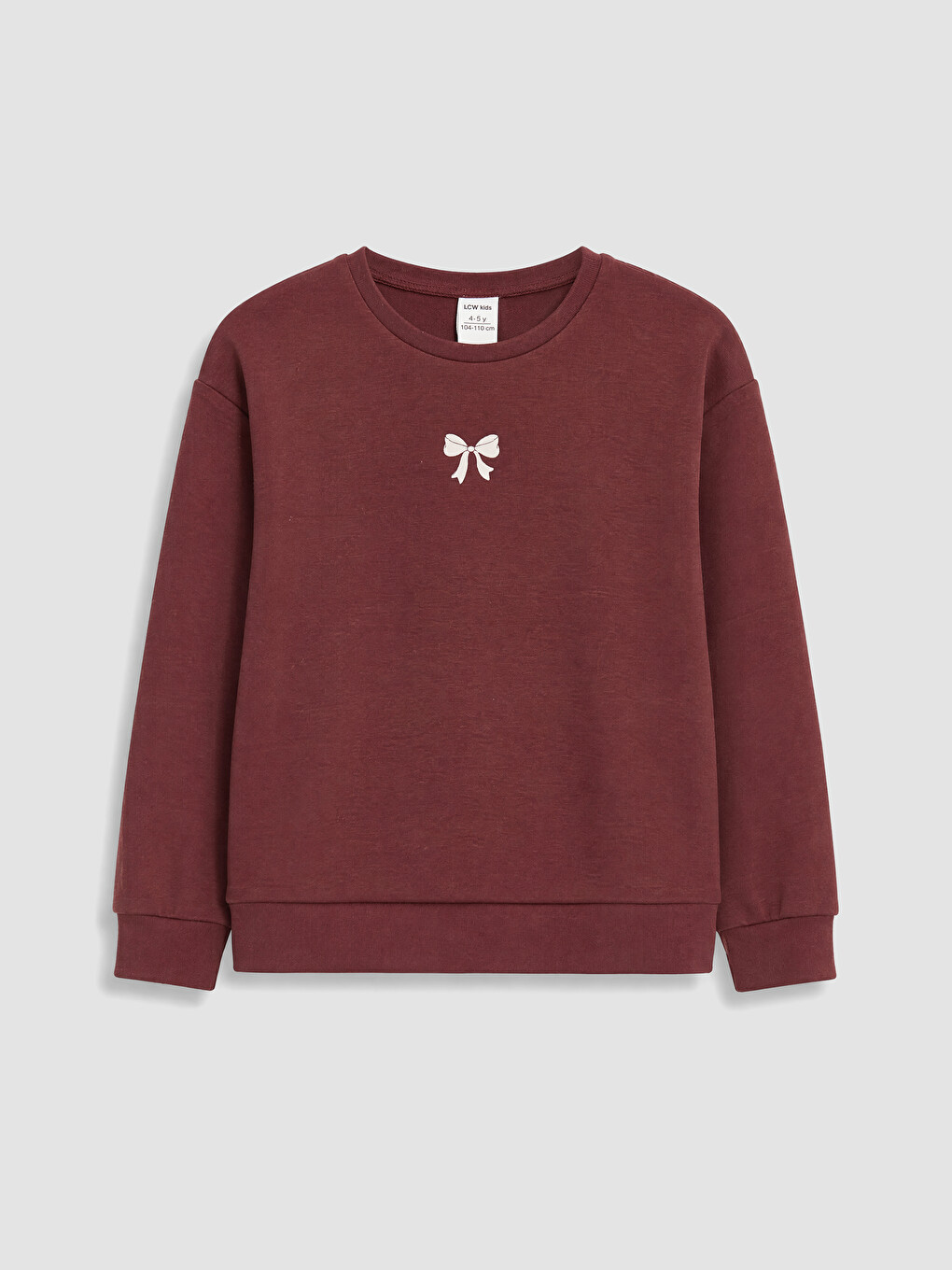 Bordo Bisiklet Yaka Baskılı Kız Çocuk Sweatshirt