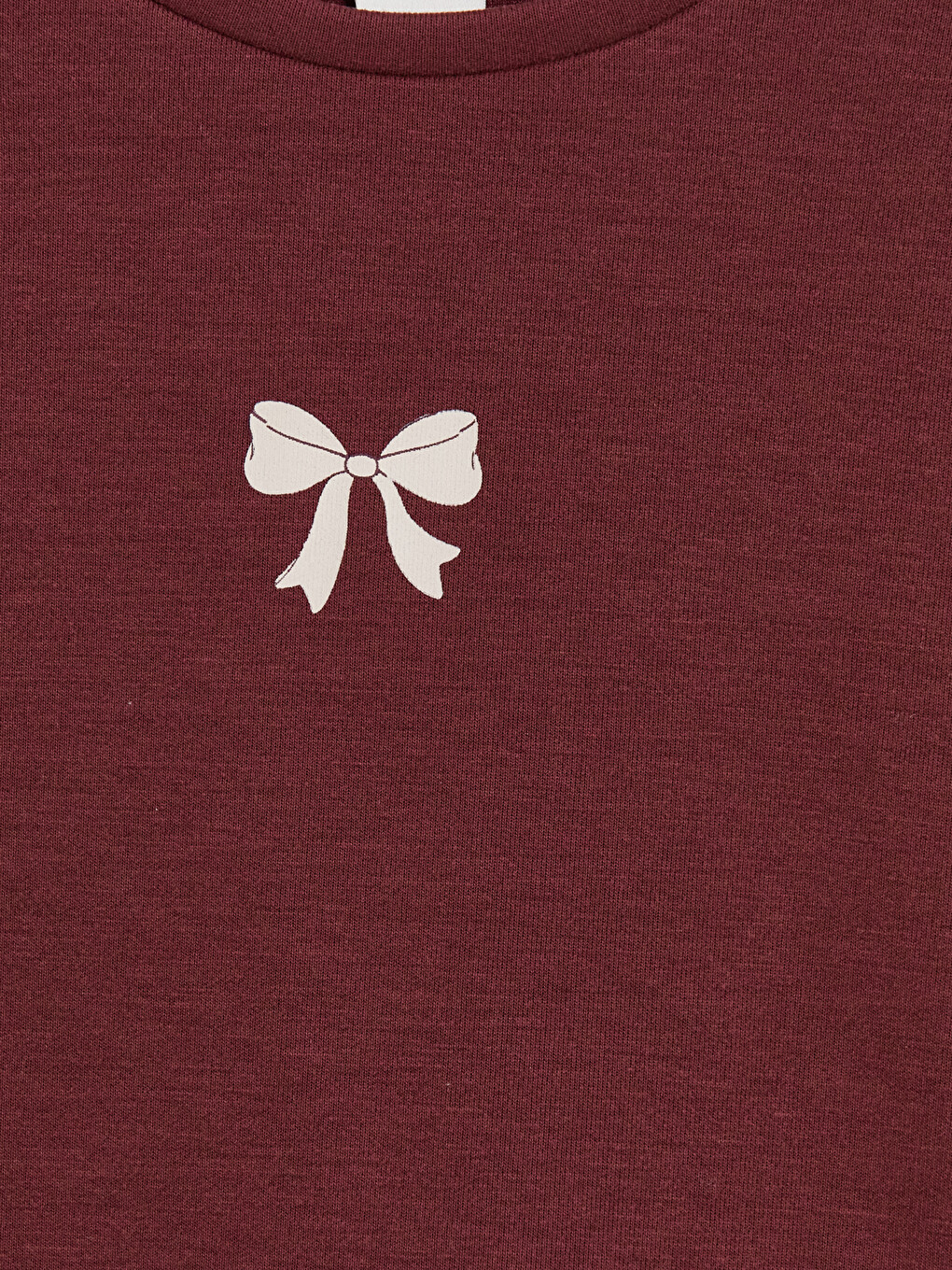 Bordo Bisiklet Yaka Baskılı Kız Çocuk Sweatshirt-1