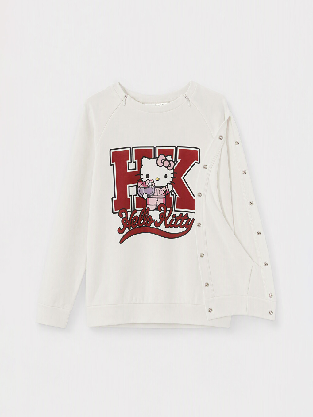 Beyaz Hello Kitty Baskılı Kolay Giyilebilir Kız Çocuk Sweatshirt-1