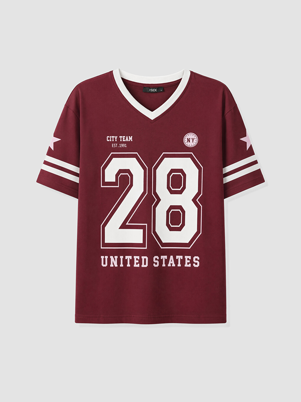 Bordo Oversize %100 Pamuklu Kadın Tişört