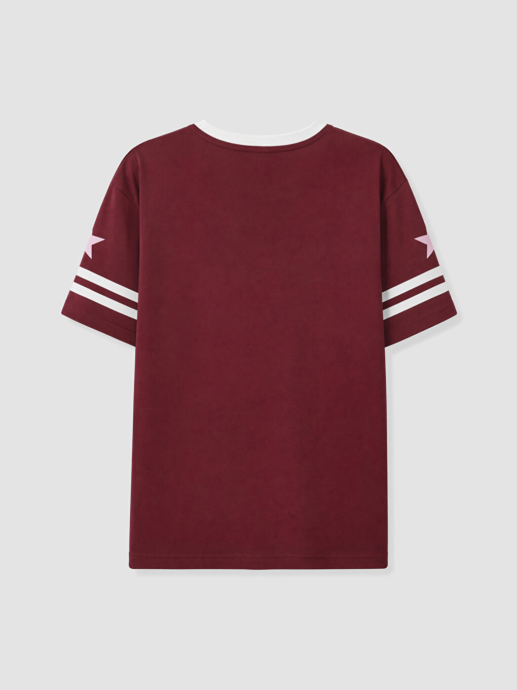 Bordo Oversize %100 Pamuklu Kadın Tişört-2