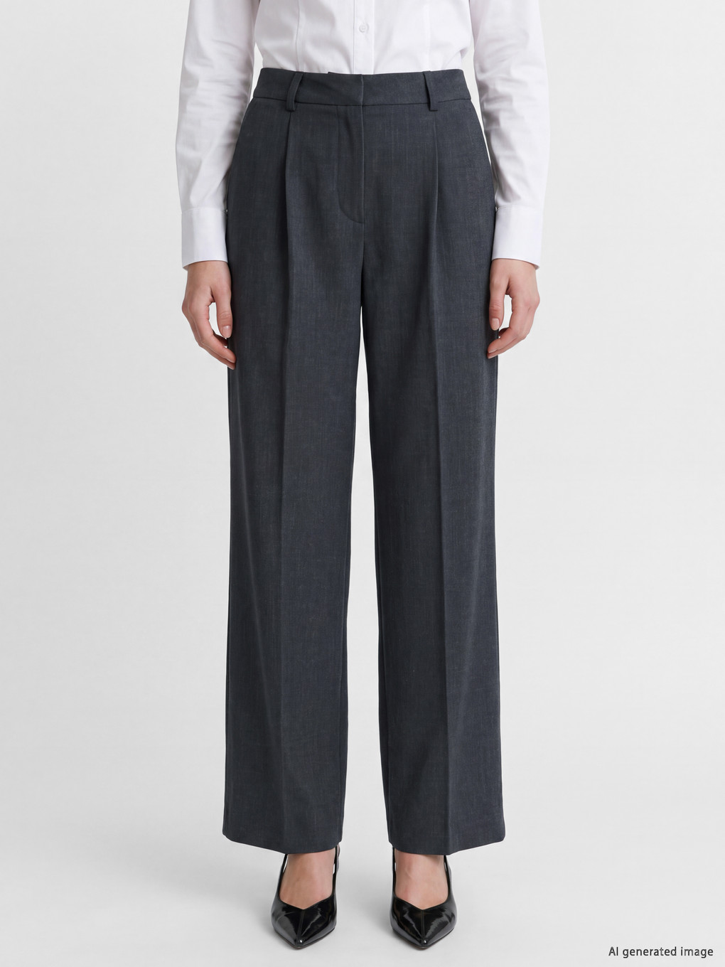 Pleated Women's Fabric Trousers-1