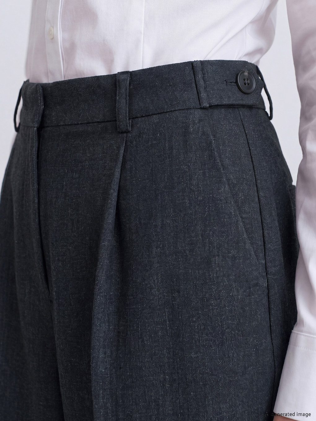 Pleated Women's Fabric Trousers-2