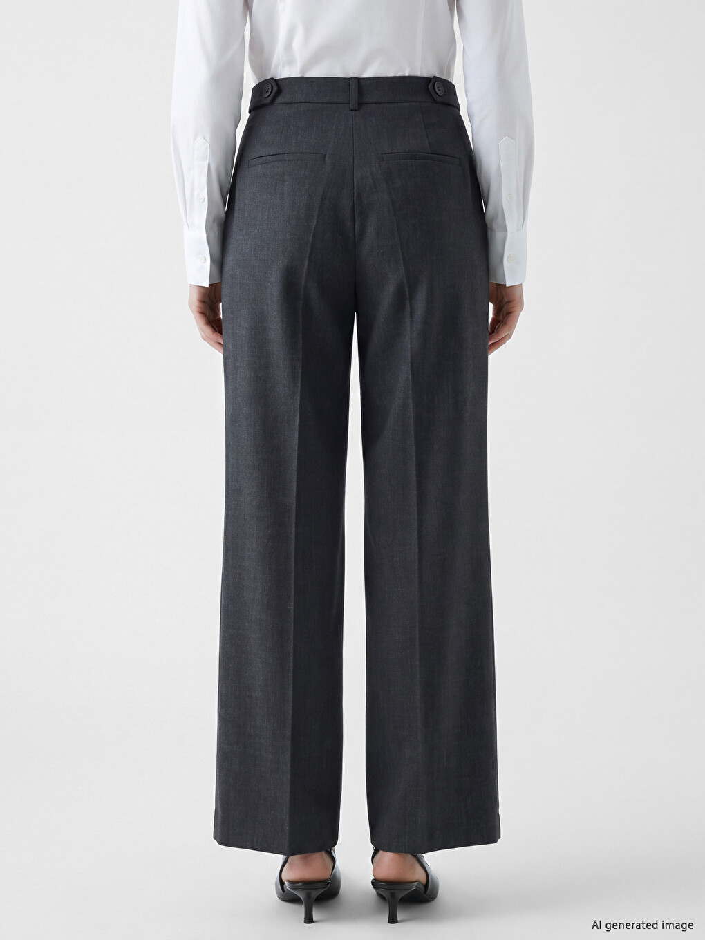 Pleated Women's Fabric Trousers-3