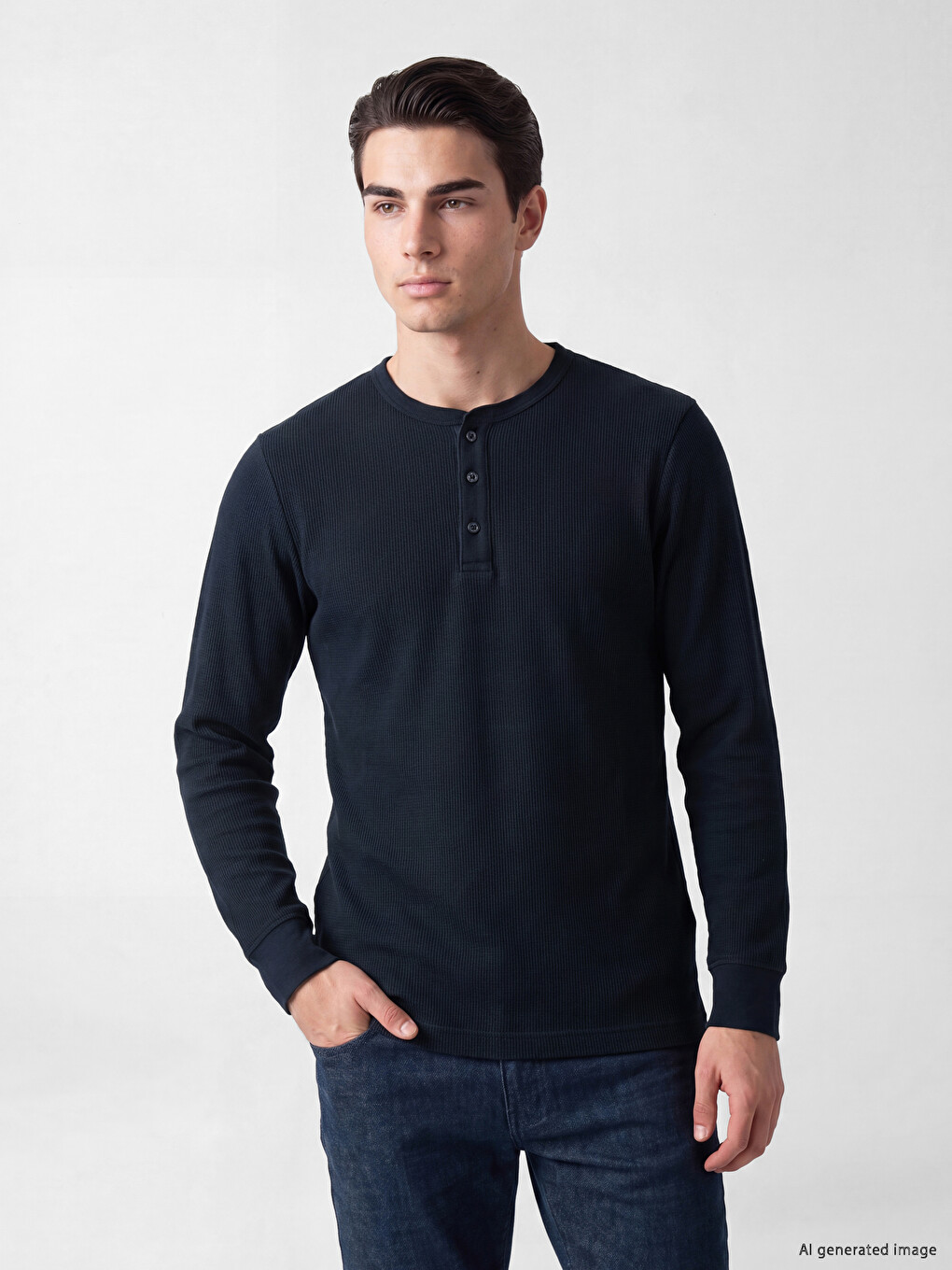T-shirt Me Teksturë Me Jakë Të Rrumbullakët Për Burra