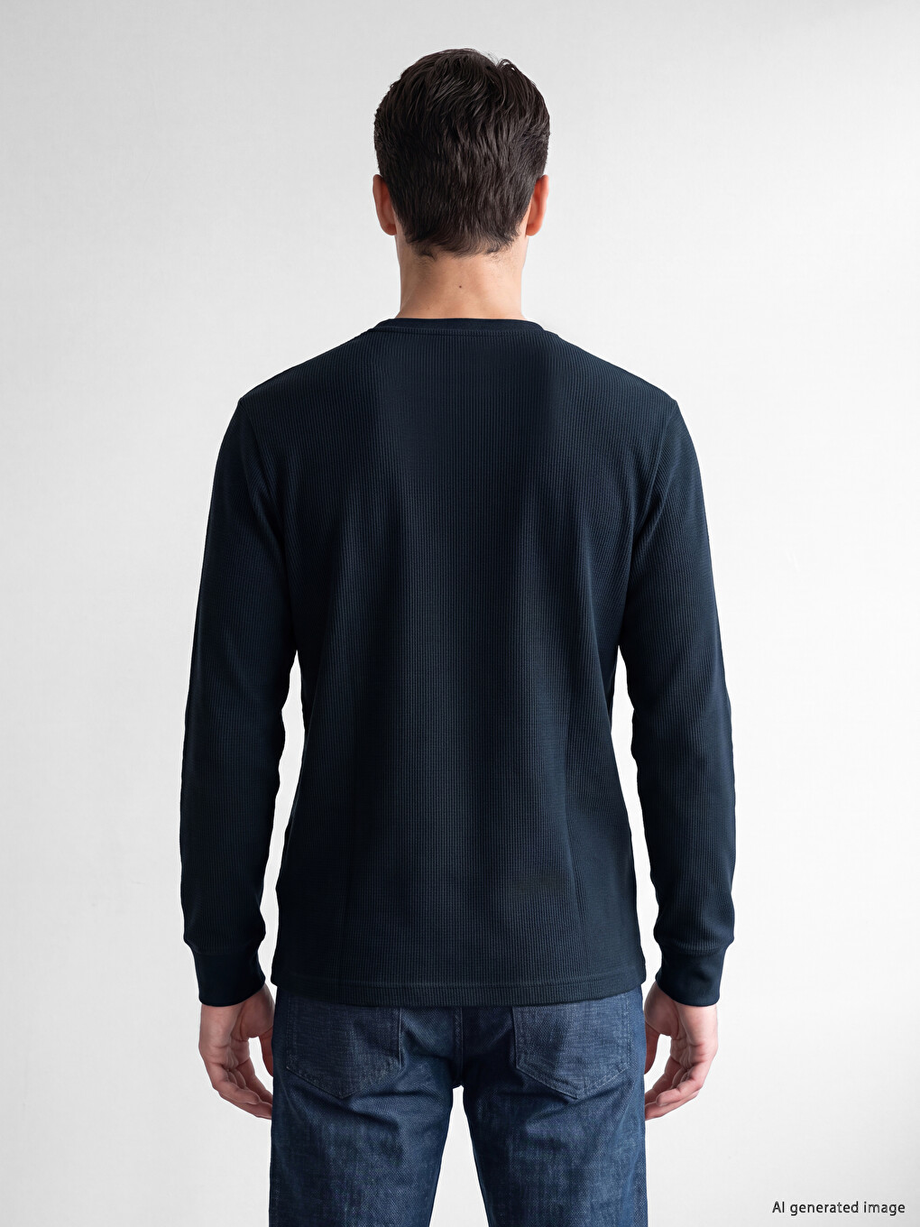 T-shirt Me Teksturë Me Jakë Të Rrumbullakët Për Burra-2