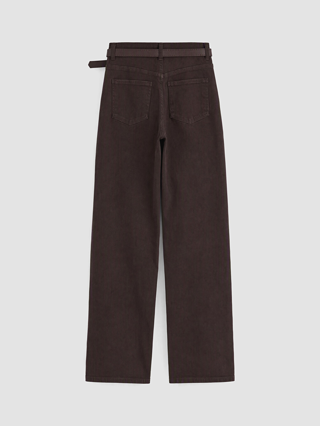Kahverengi Beli Kemerli Straight Fit Kadın Jean Pantolon-6