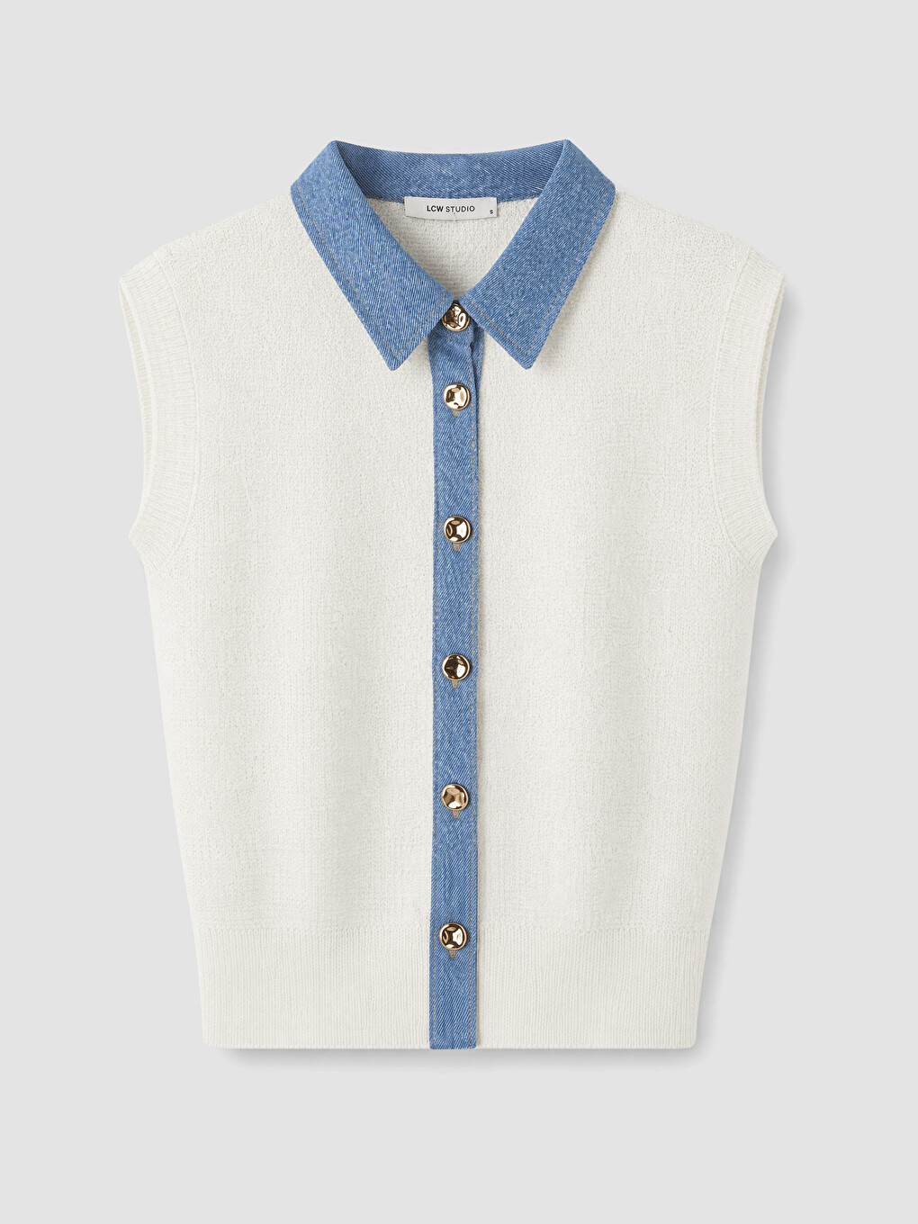 Shirt Collar Women's Knitwear Gilet-4