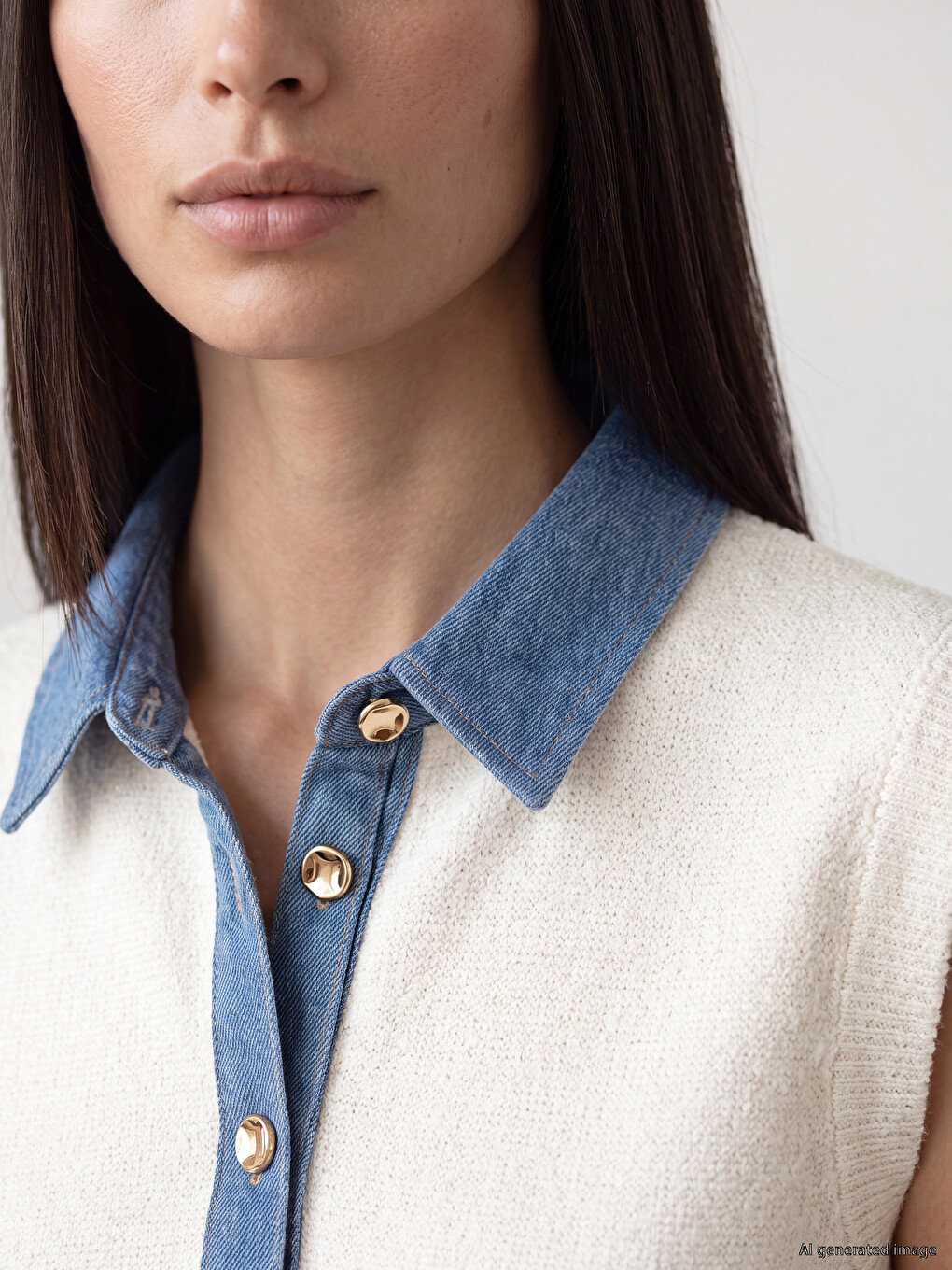 Shirt Collar Women's Knitwear Gilet-2