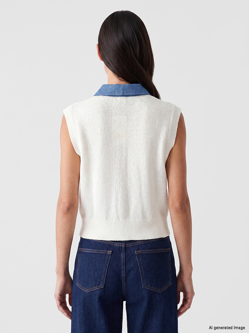 Shirt Collar Women's Knitwear Gilet-3