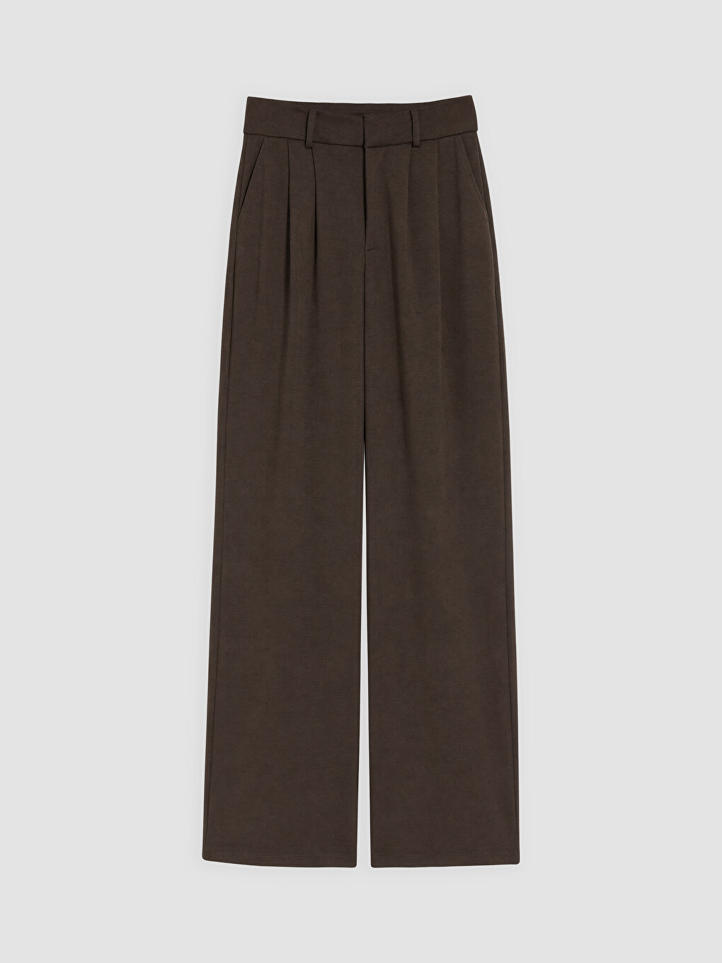 Kahverengi Loose Fit Soft Touch Kadın Pileli Pantolon-4