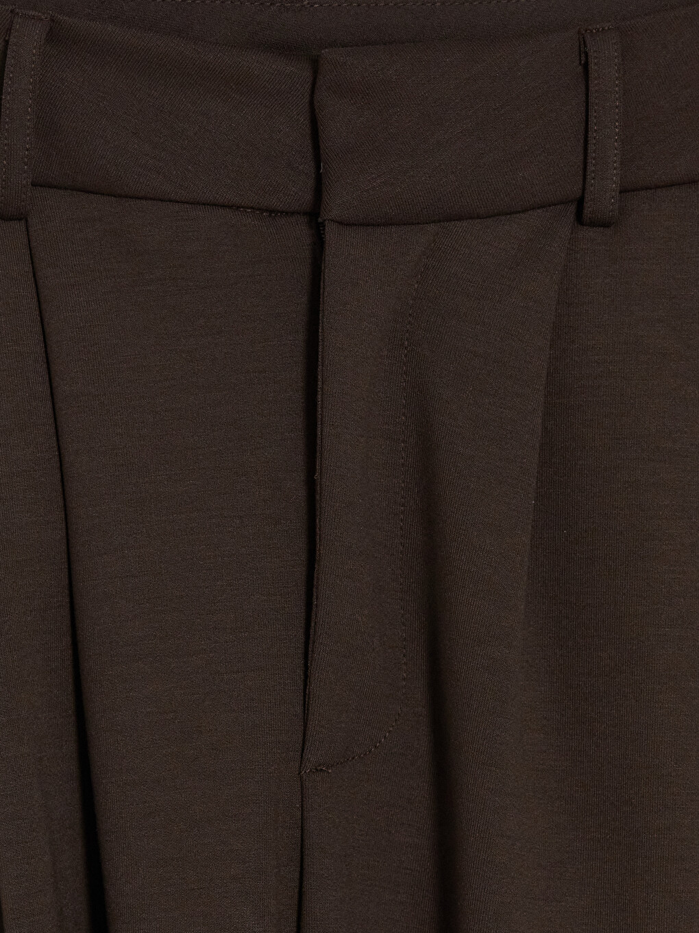 Kahverengi Loose Fit Soft Touch Kadın Pileli Pantolon-6