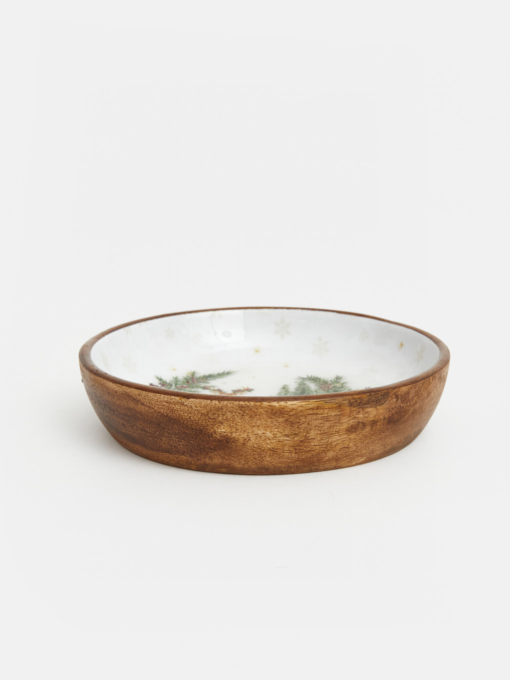 Pine Tree And Snow Flake Patterned Wood Look Bowl-2