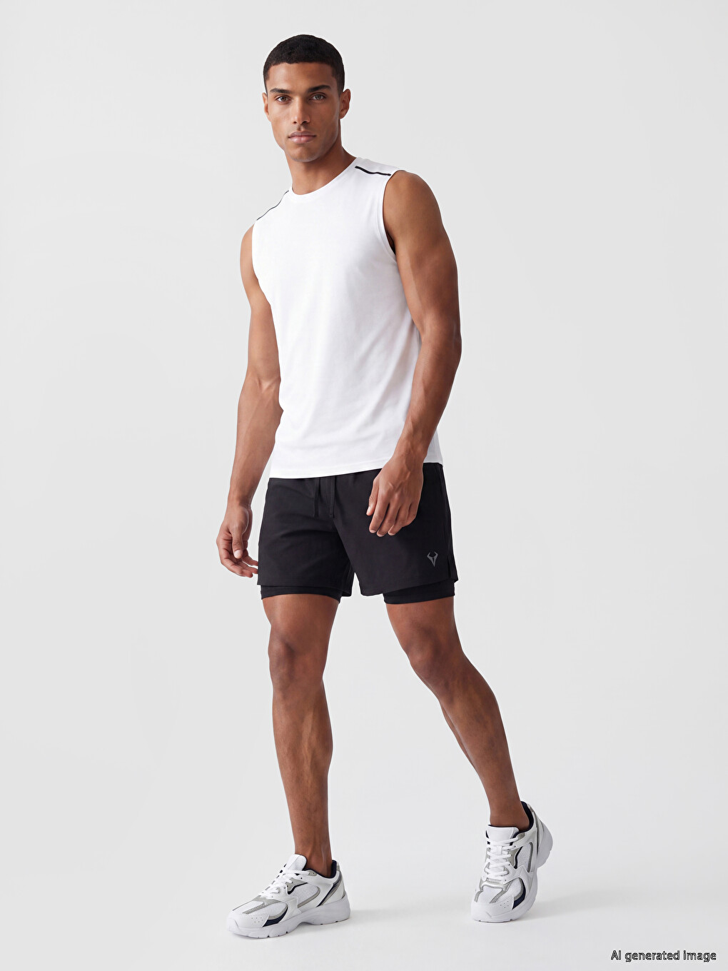 Siyah Regular Fit Erkek Taytlı Spor Şort-1