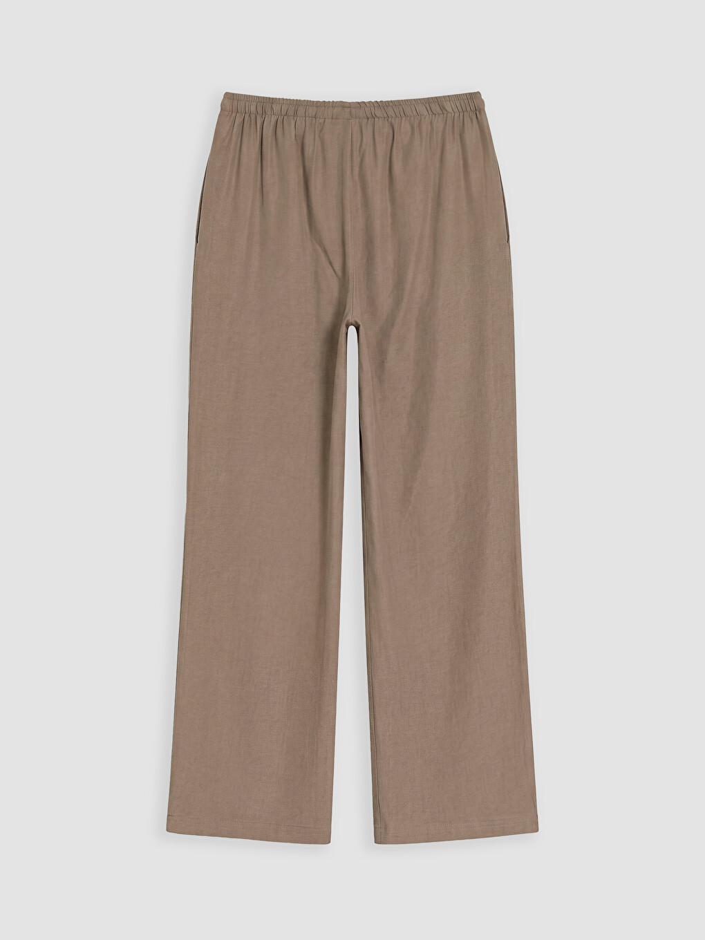Kahverengi Geniş Paça Relax Fit Kadın Pantolon-2