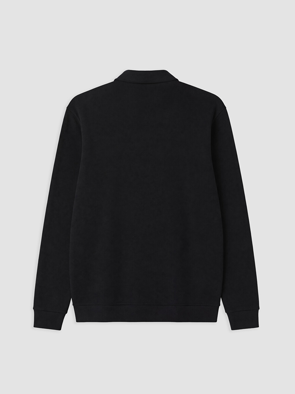 Siyah Fermuarlı Polo Yaka Erkek Sweatshirt-5