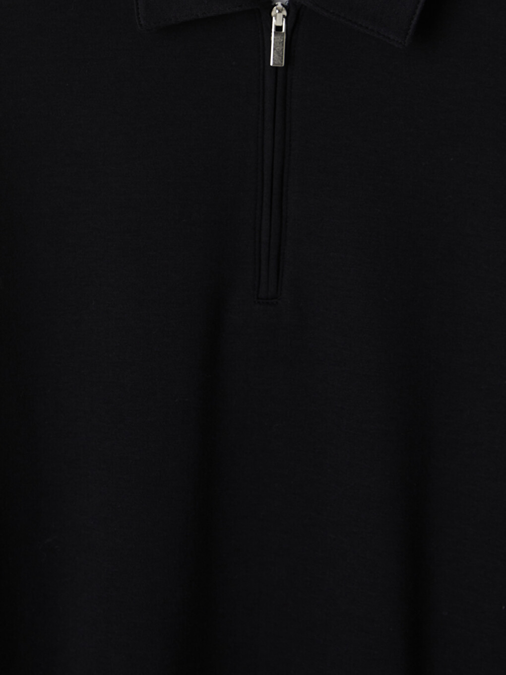 Siyah Fermuarlı Polo Yaka Erkek Sweatshirt-6
