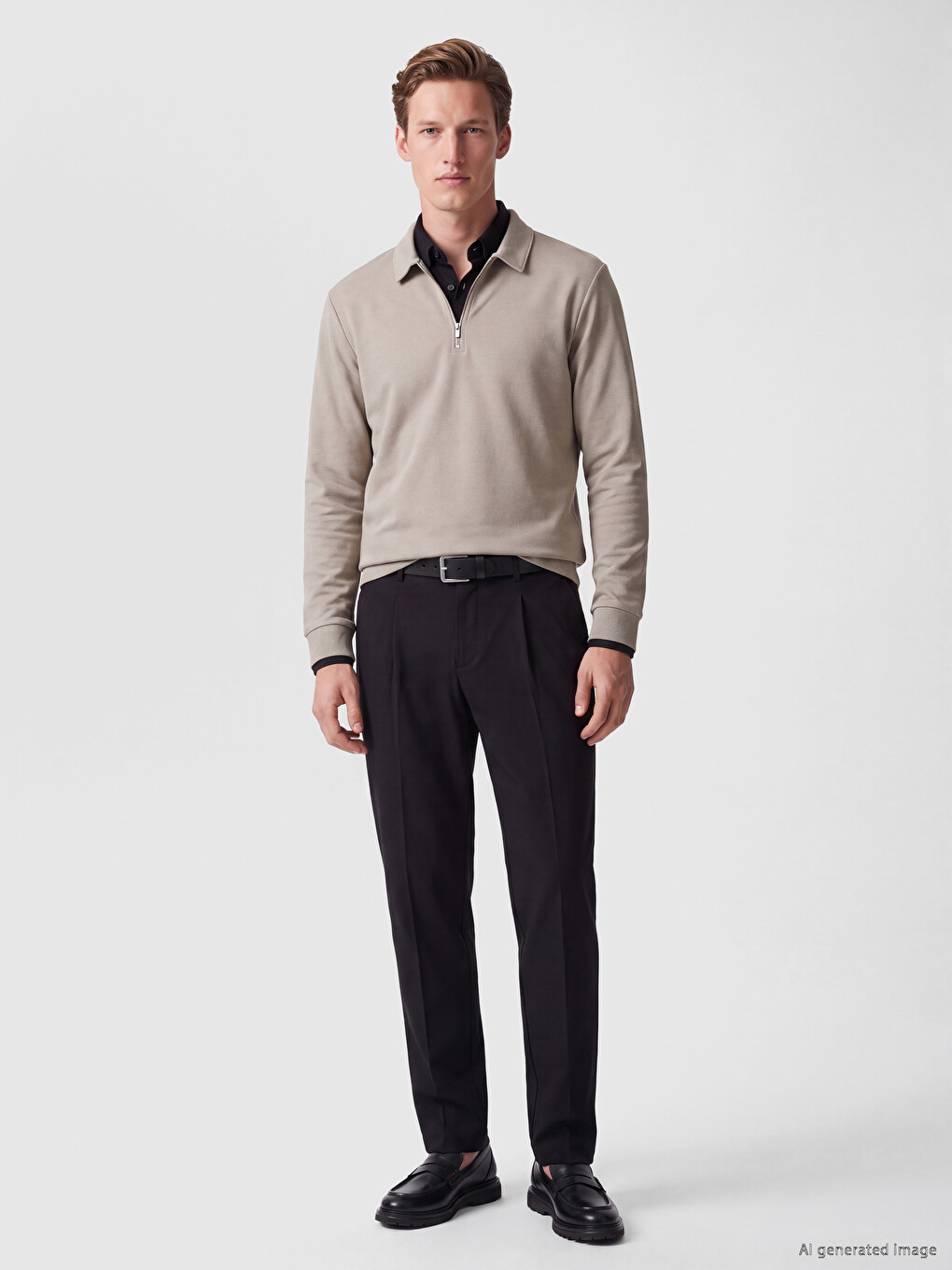 Polo Collar Men's Sweatshirt-1